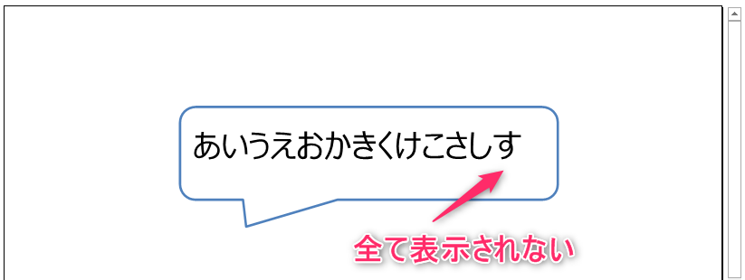 吹き出し図形内に設定した文字が全て表示されない例